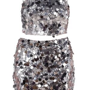 Silver Sequin Women's 2 piece party dress
